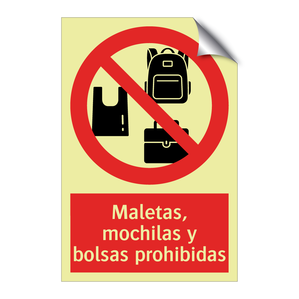 Maletas, mochilas y bolsas prohibidas