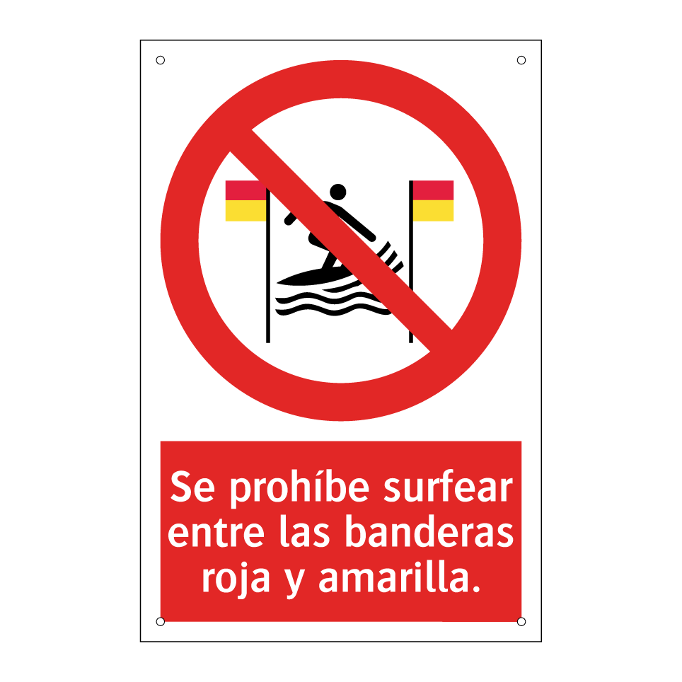 Se prohíbe surfear entre las banderas roja y amarilla.