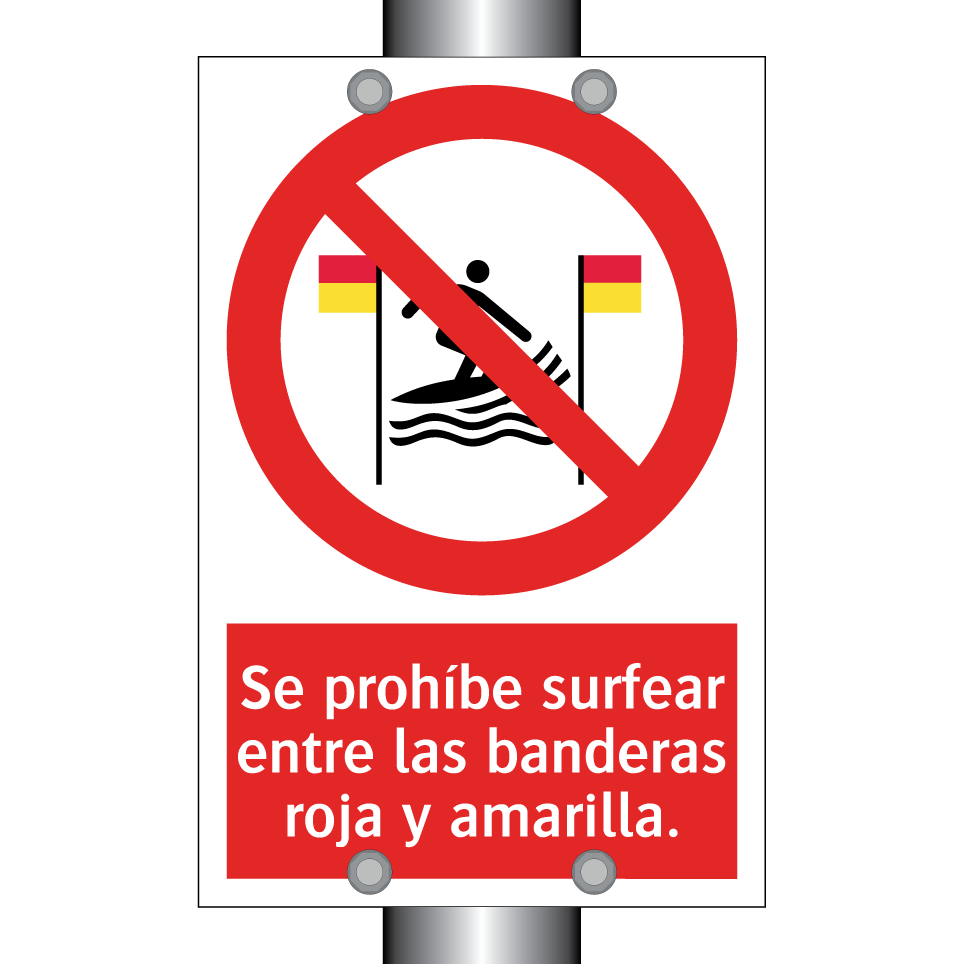 Se prohíbe surfear entre las banderas roja y amarilla.