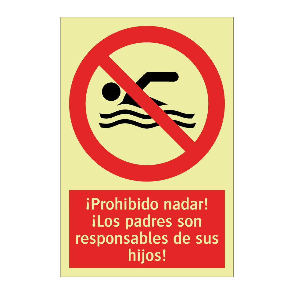 ¡Prohibido nadar! ¡Los padres son responsables de sus hijos!