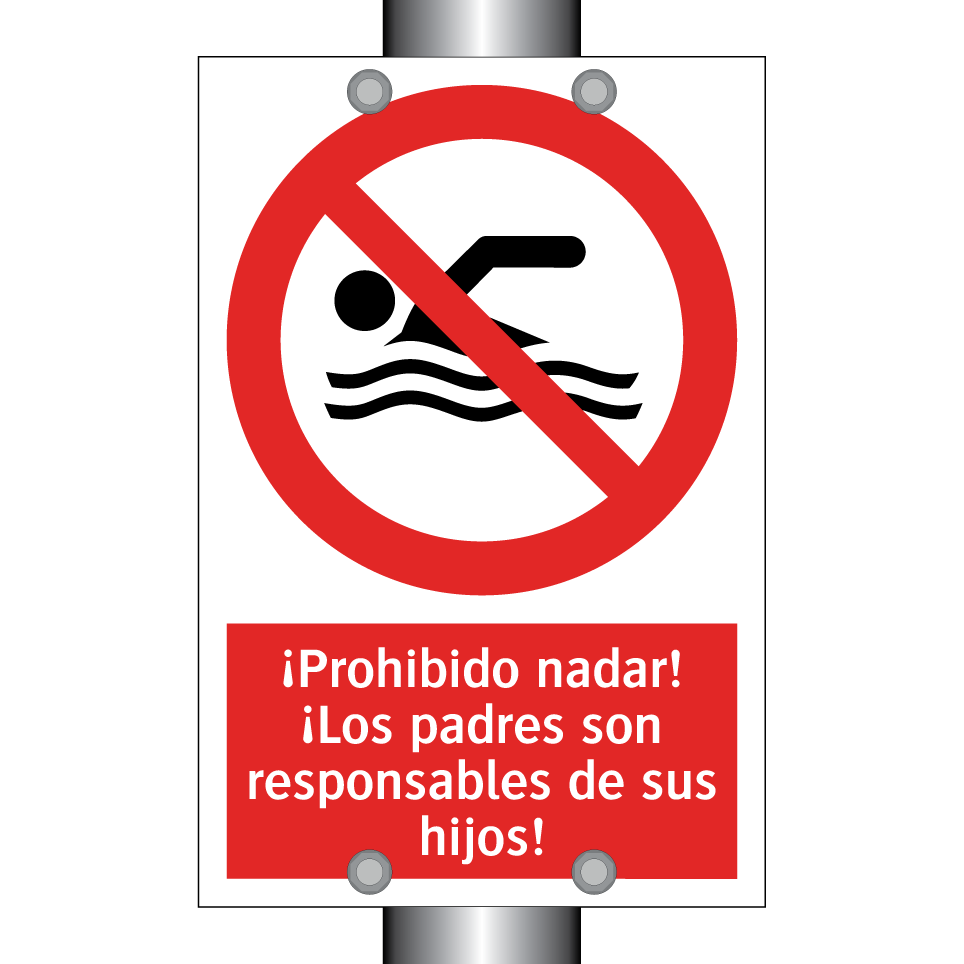 ¡Prohibido nadar! ¡Los padres son responsables de sus hijos!