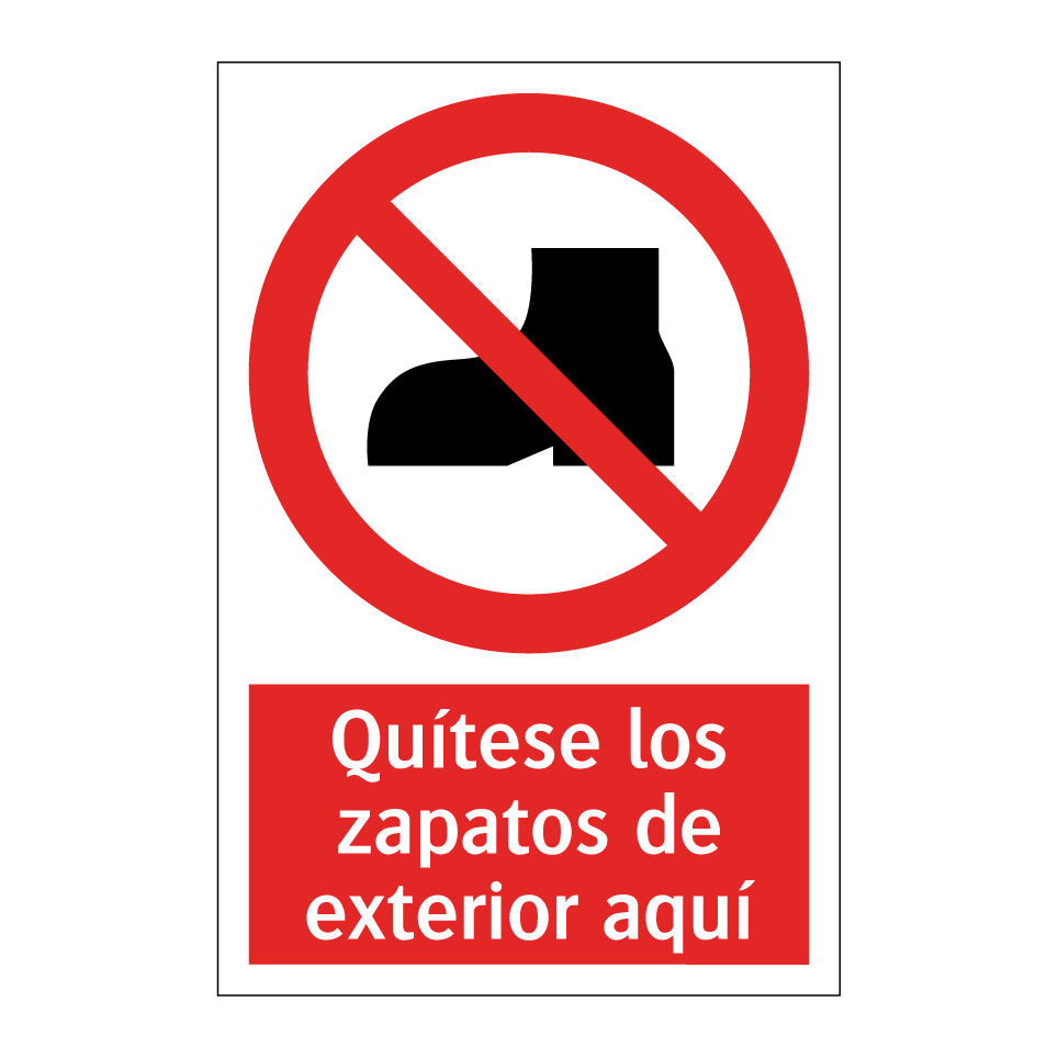 Quítese los zapatos de exterior aquí