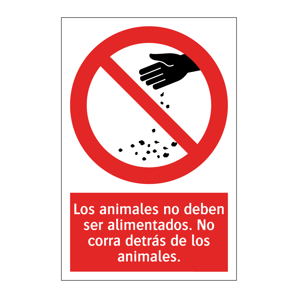 Los animales no deben ser alimentados. No corra detrás de los animales.