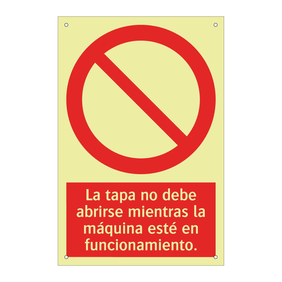 La tapa no debe abrirse mientras la máquina esté en funcionamiento.