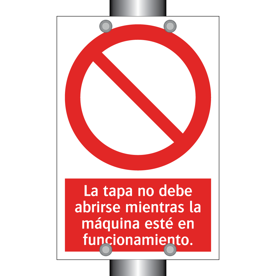 La tapa no debe abrirse mientras la máquina esté en funcionamiento.