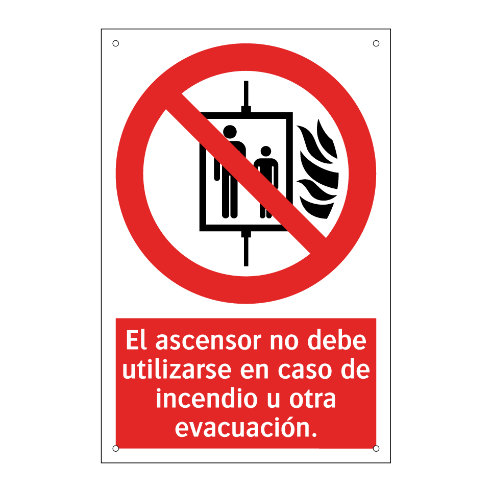 El ascensor no debe utilizarse en caso de incendio u otra evacuación.