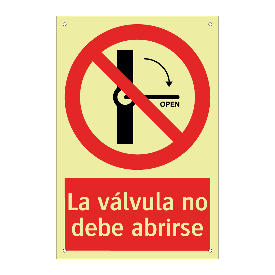 La válvula no debe abrirse