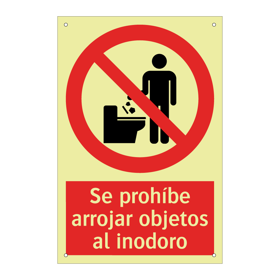 Se prohíbe arrojar objetos al inodoro