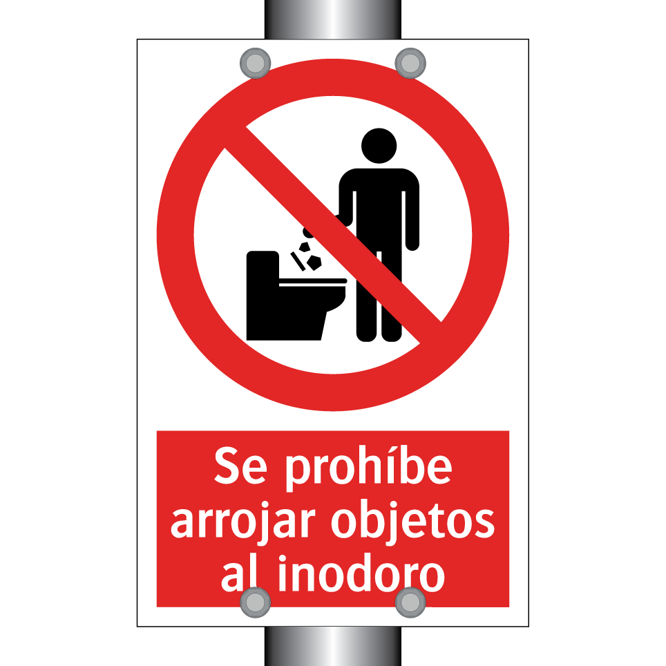 Se prohíbe arrojar objetos al inodoro