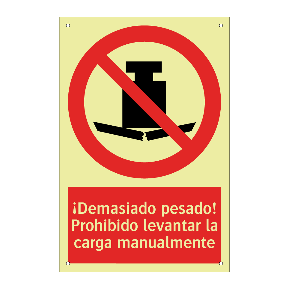 ¡Demasiado pesado! Prohibido levantar la carga manualmente
