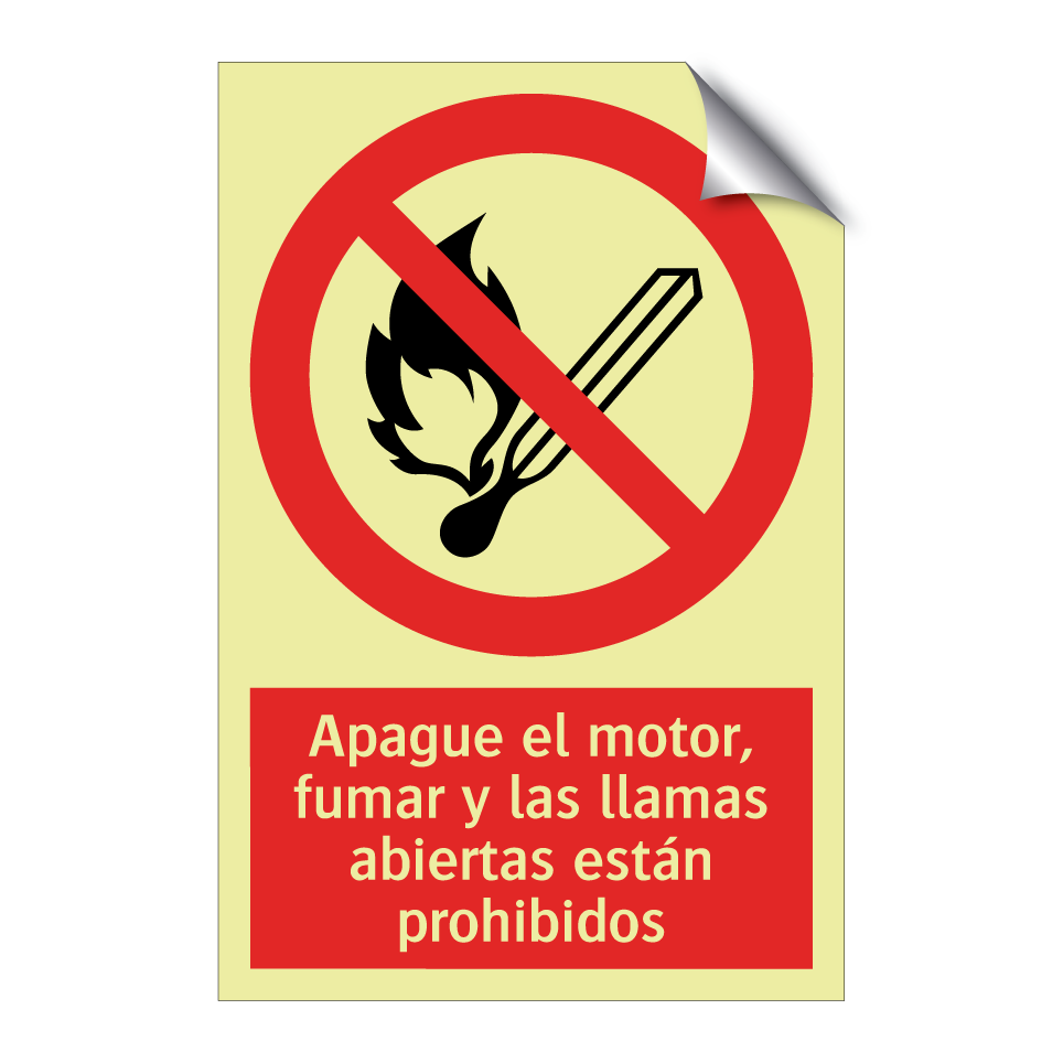 Apague el motor, fumar y las llamas abiertas están prohibidos