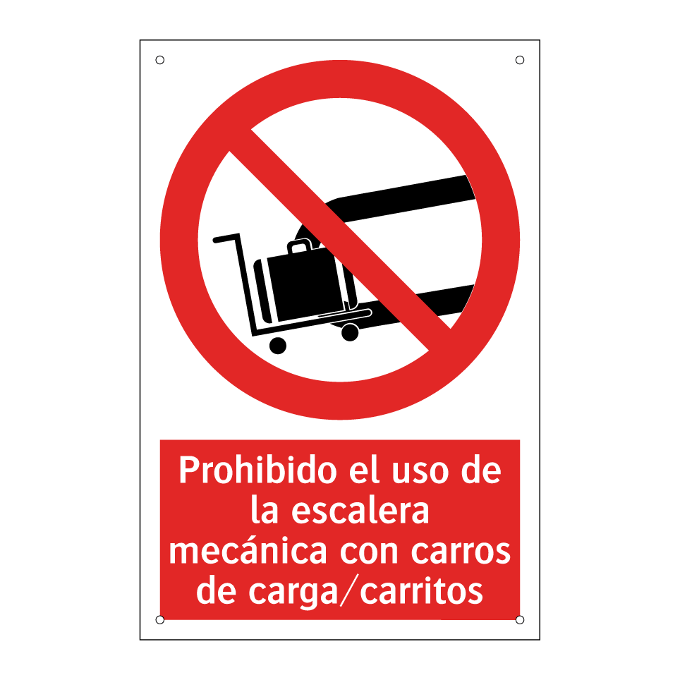 Prohibido el uso de la escalera mecánica con carros de carga/carritos