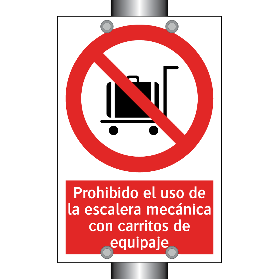 Prohibido el uso de la escalera mecánica con carritos de equipaje