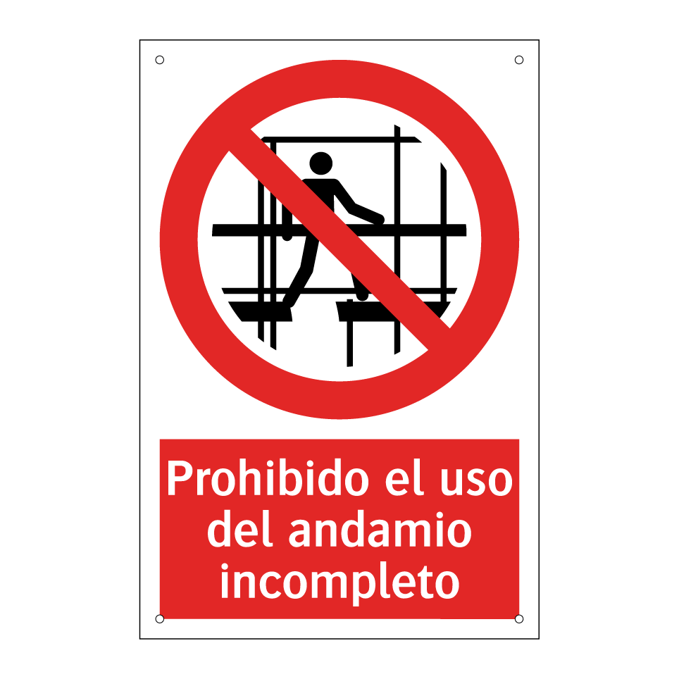 Prohibido el uso del andamio incompleto