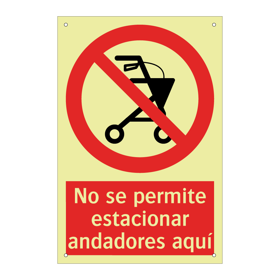 No se permite estacionar andadores aquí