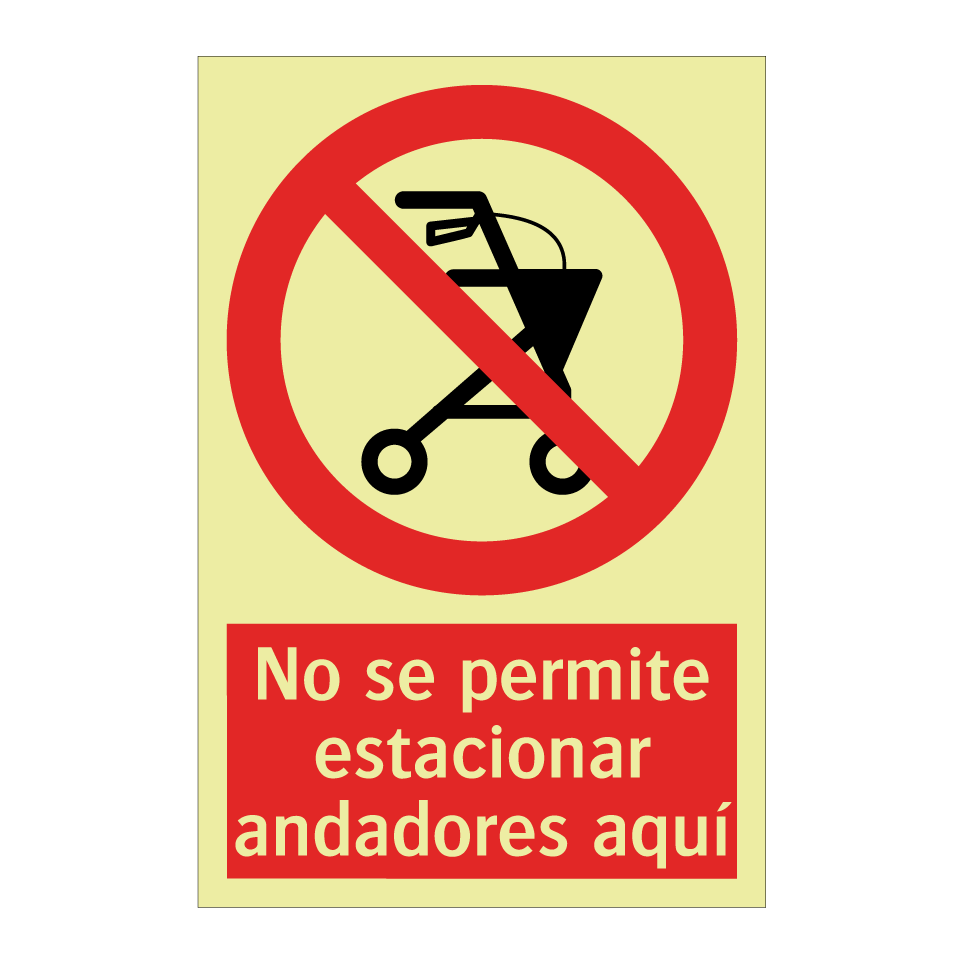 No se permite estacionar andadores aquí
