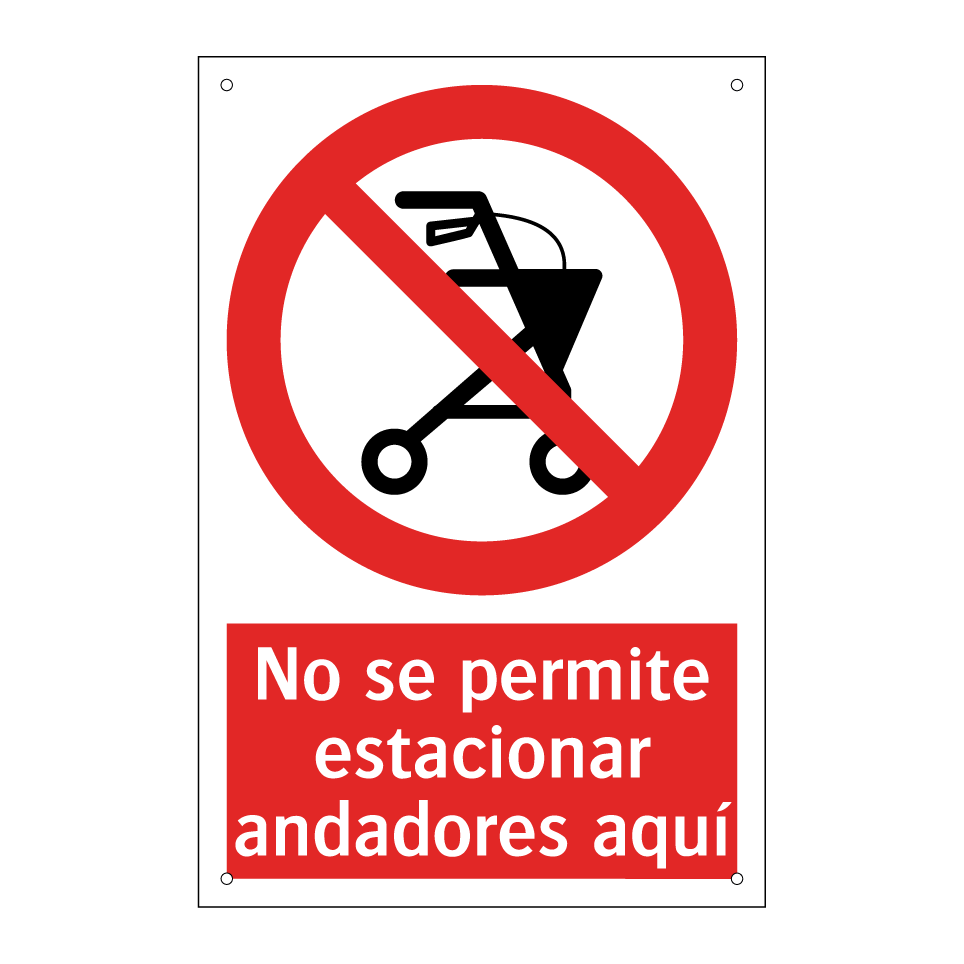 No se permite estacionar andadores aquí