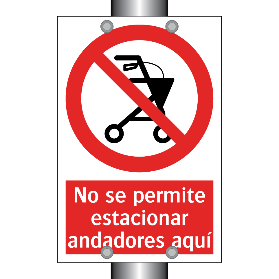 No se permite estacionar andadores aquí