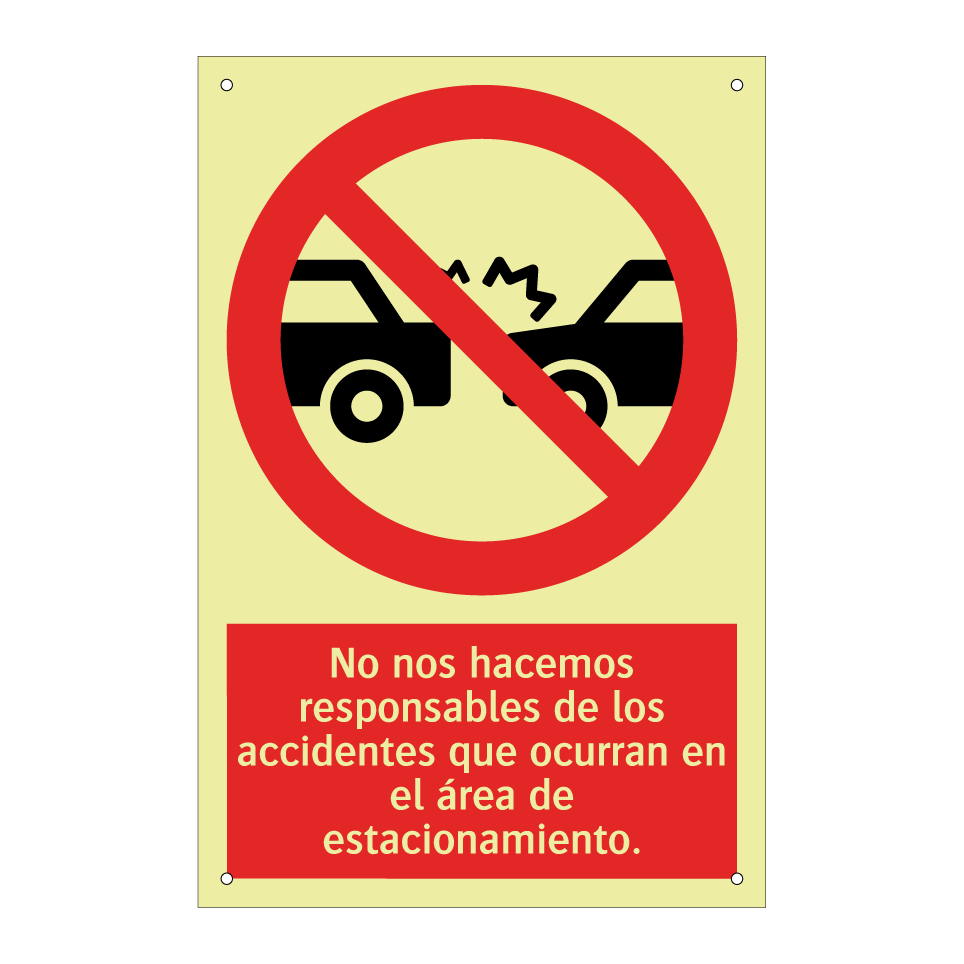 No nos hacemos responsables de los accidentes que ocurran en el área de estacionamiento.