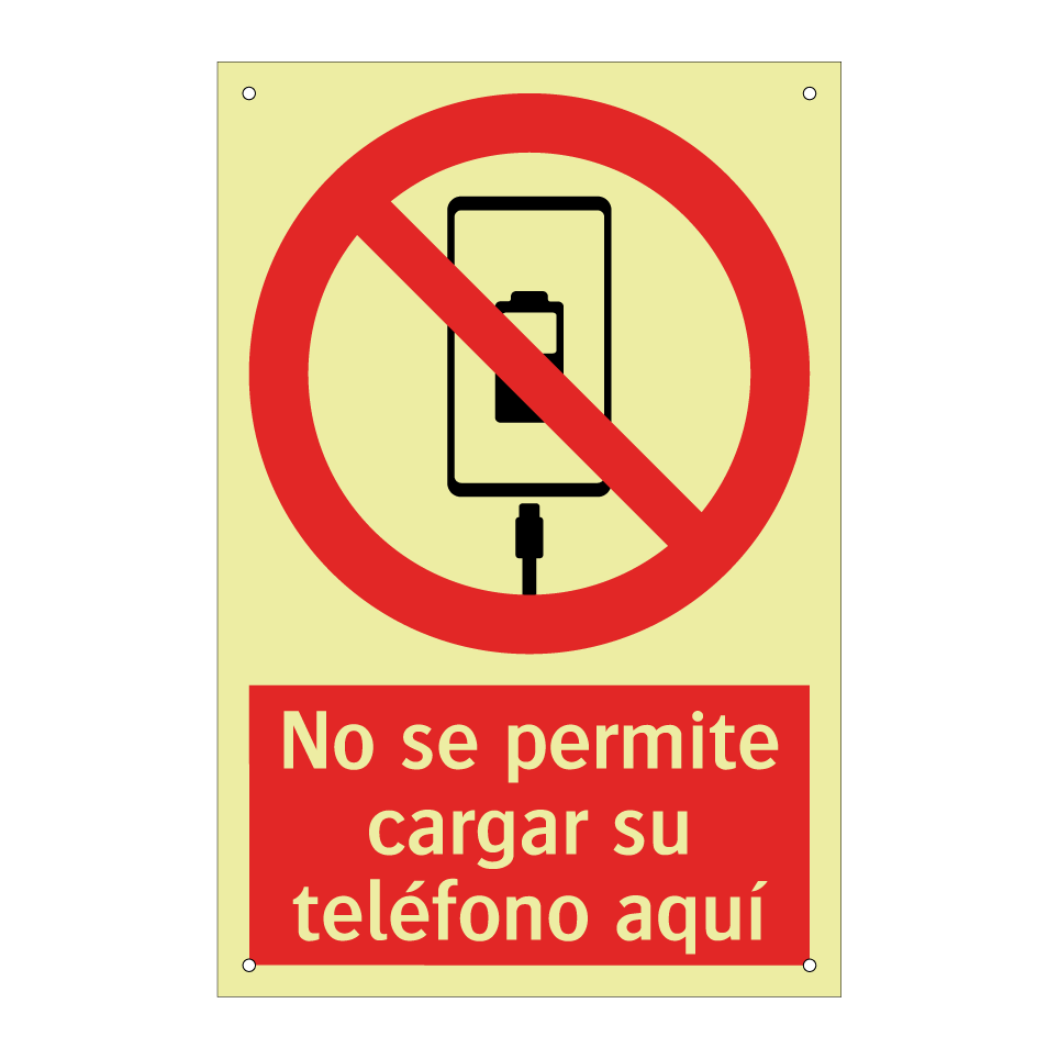 No se permite cargar su teléfono aquí