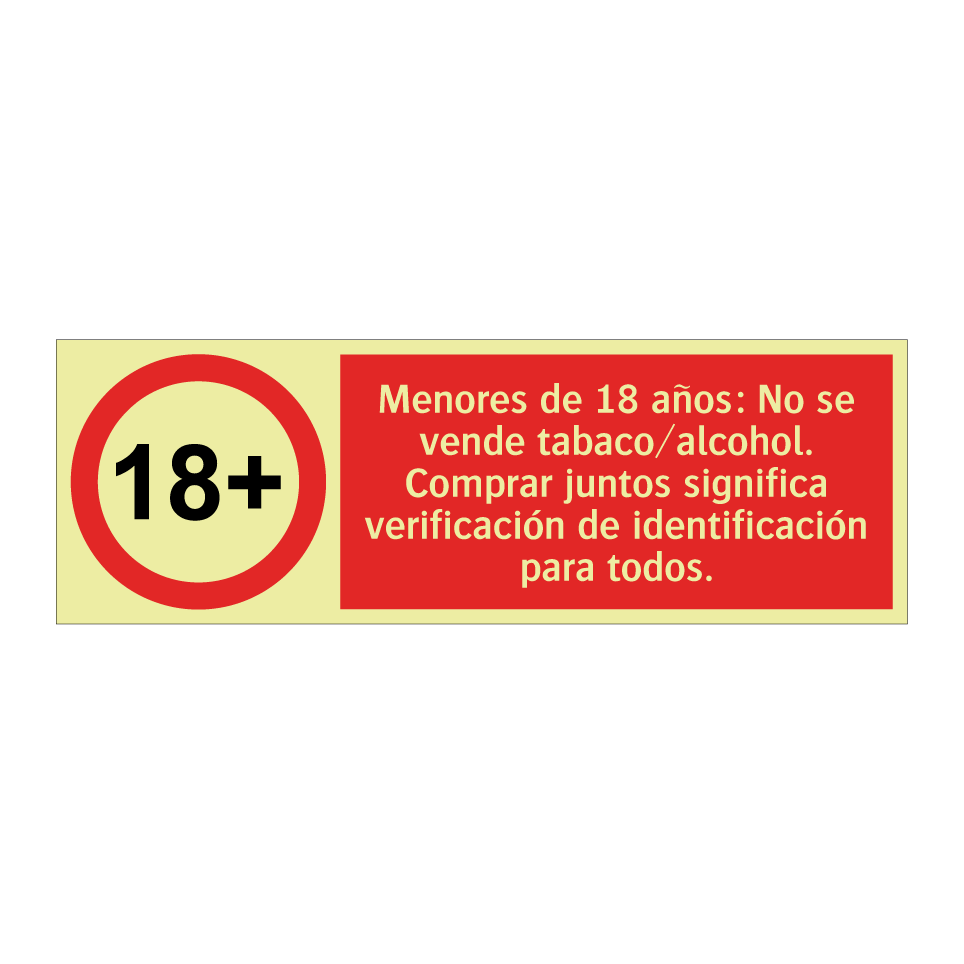 Menores de 18 años: No se vende tabaco/alcohol. Comprar juntos significa verificación de identificación para todos.