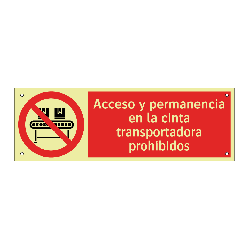 Acceso y permanencia en la cinta transportadora prohibidos