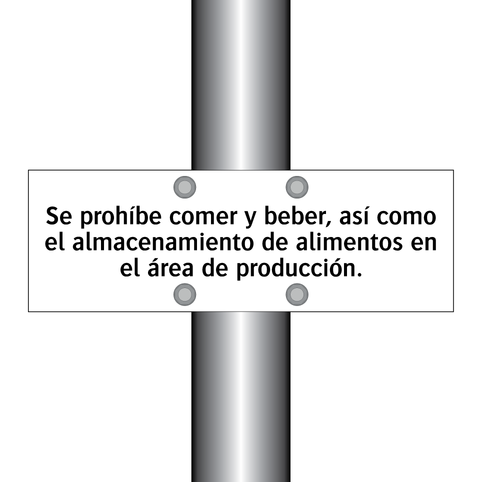 Se prohíbe comer y beber, así como el almacenamiento de alimentos en el área de producción.