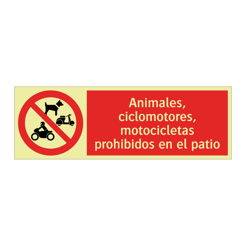 Animales, ciclomotores, motocicletas prohibidos en el patio