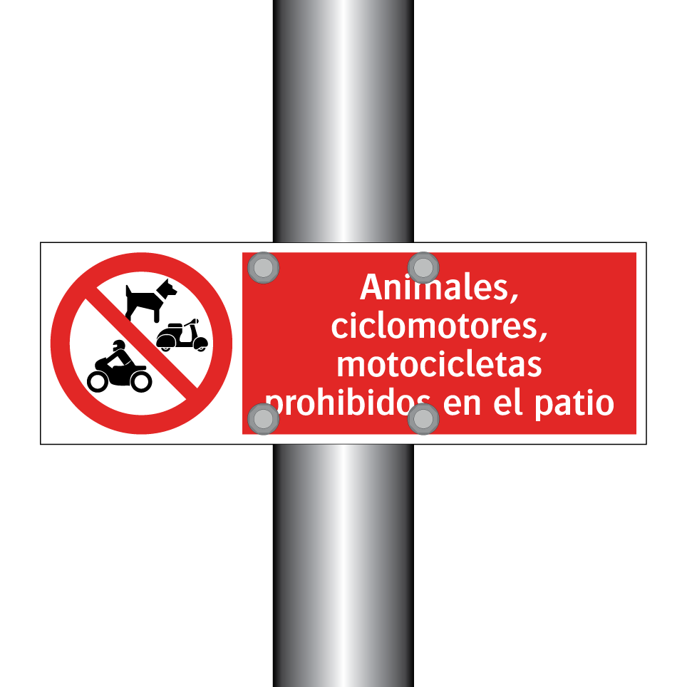 Animales, ciclomotores, motocicletas prohibidos en el patio