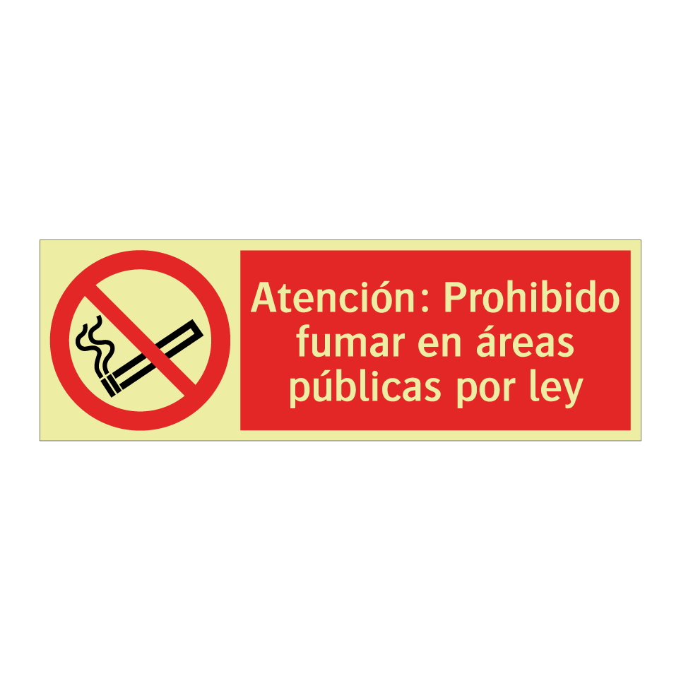 Atención: Prohibido fumar en áreas públicas por ley