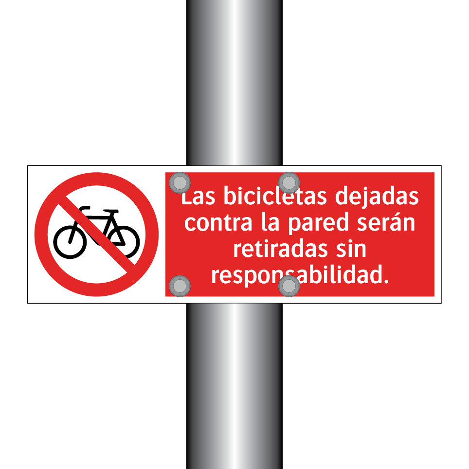 Las bicicletas dejadas contra la pared serán retiradas sin responsabilidad.