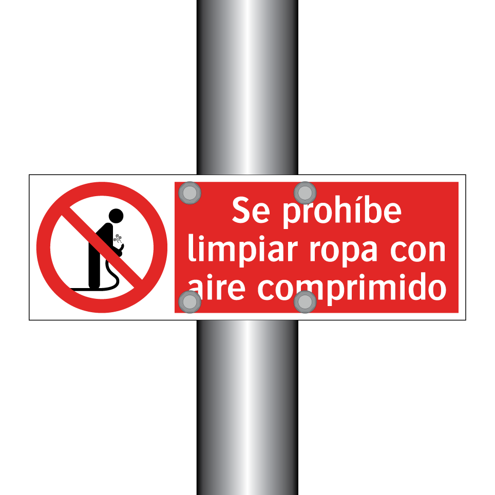 Se prohíbe limpiar ropa con aire comprimido