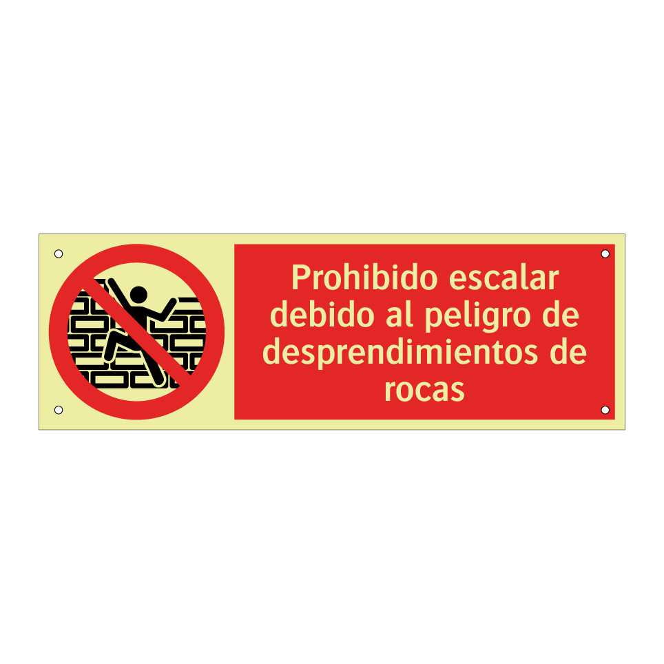 Prohibido escalar debido al peligro de desprendimientos de rocas