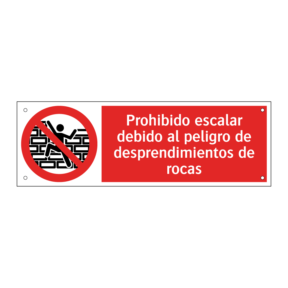 Prohibido escalar debido al peligro de desprendimientos de rocas