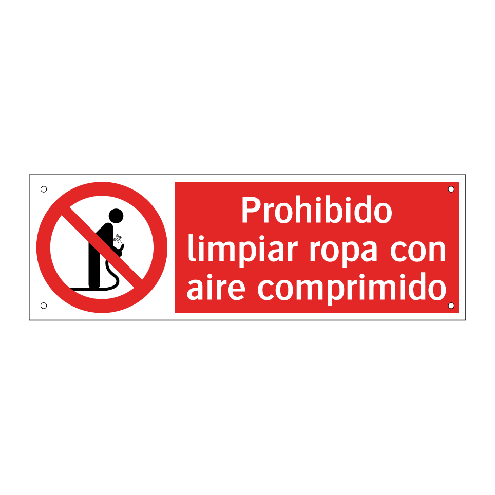 Prohibido limpiar ropa con aire comprimido