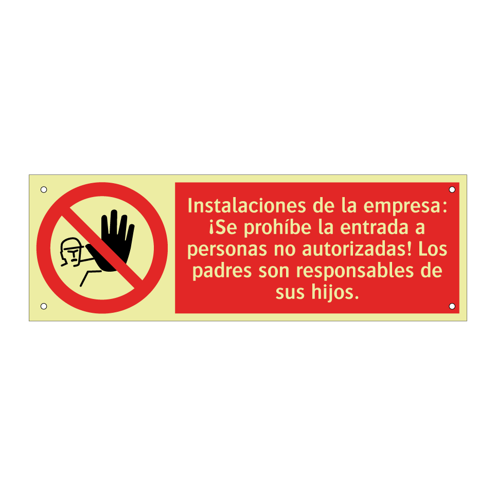 Instalaciones de la empresa: ¡Se prohíbe la entrada a personas no autorizadas! Los padres son responsables de sus hijos.