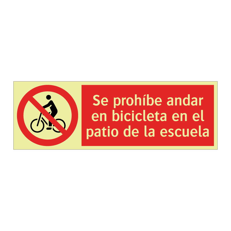 Se prohíbe andar en bicicleta en el patio de la escuela