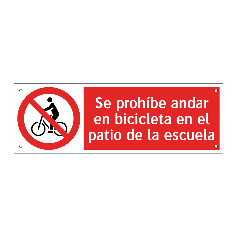 Se prohíbe andar en bicicleta en el patio de la escuela