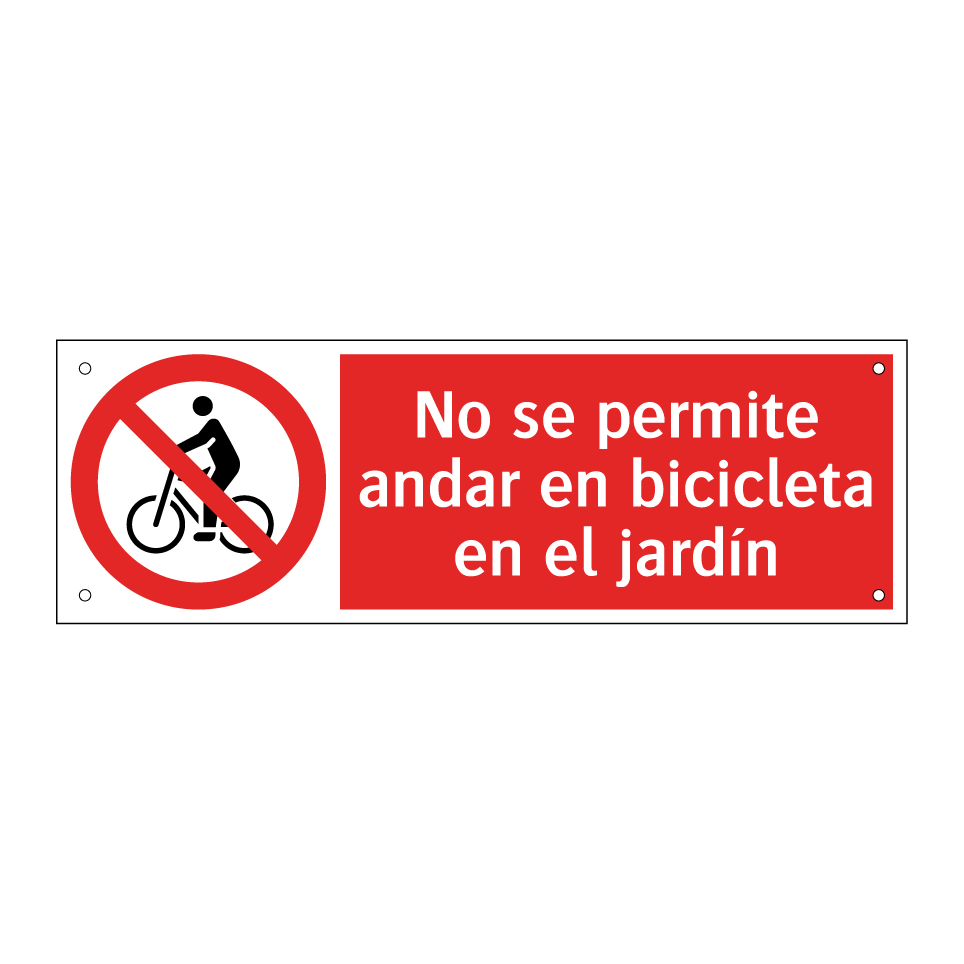 No se permite andar en bicicleta en el jardín