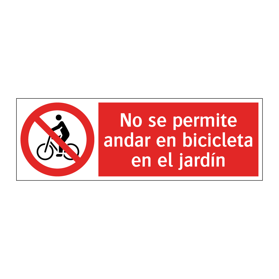 No se permite andar en bicicleta en el jardín