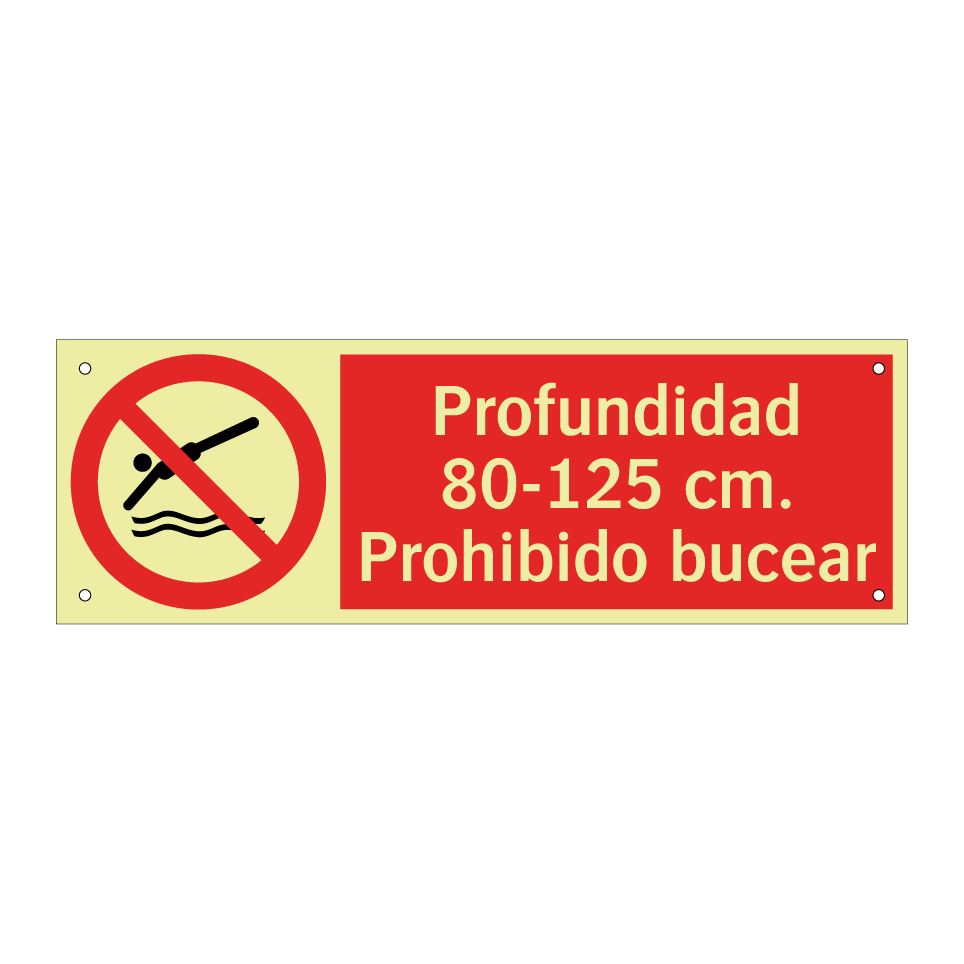 Profundidad 80-125 cm. Prohibido bucear