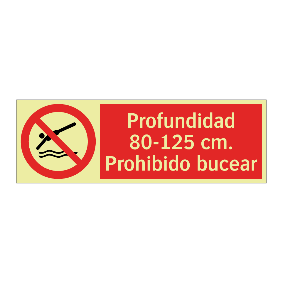 Profundidad 80-125 cm. Prohibido bucear