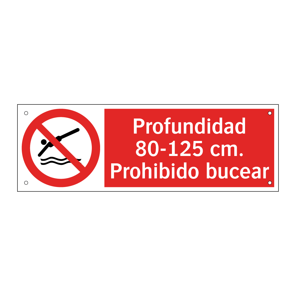 Profundidad 80-125 cm. Prohibido bucear