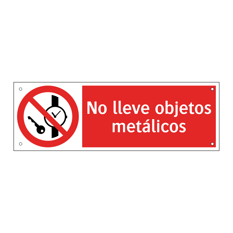 No lleve objetos metálicos