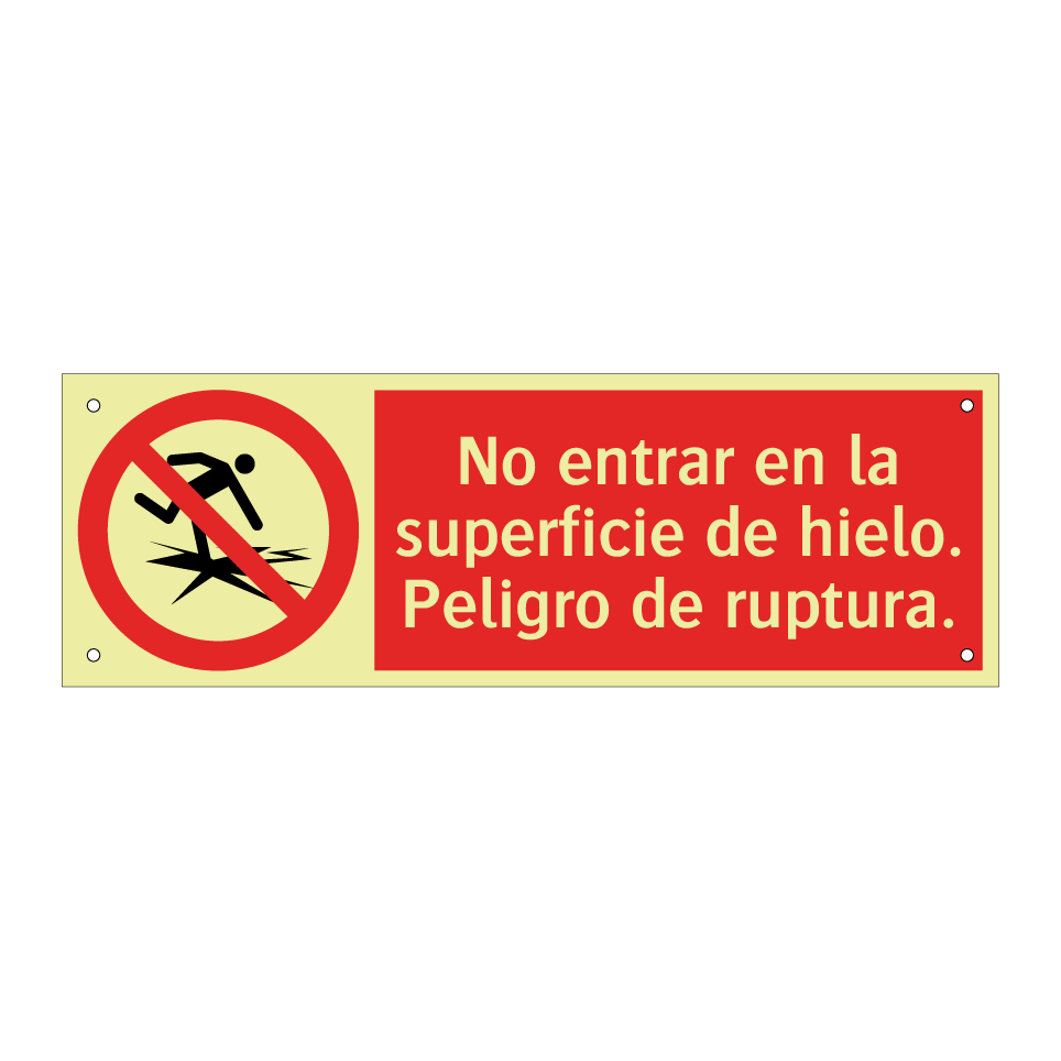 No entrar en la superficie de hielo. Peligro de ruptura.