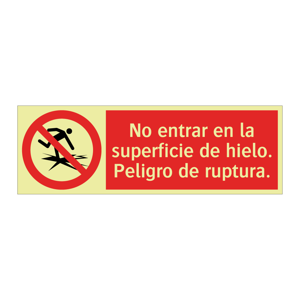No entrar en la superficie de hielo. Peligro de ruptura.