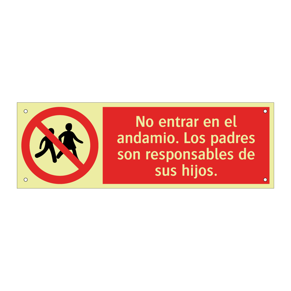 No entrar en el andamio. Los padres son responsables de sus hijos.
