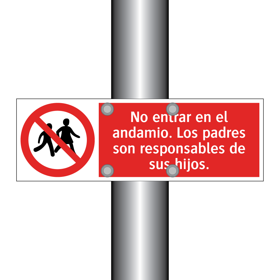 No entrar en el andamio. Los padres son responsables de sus hijos.