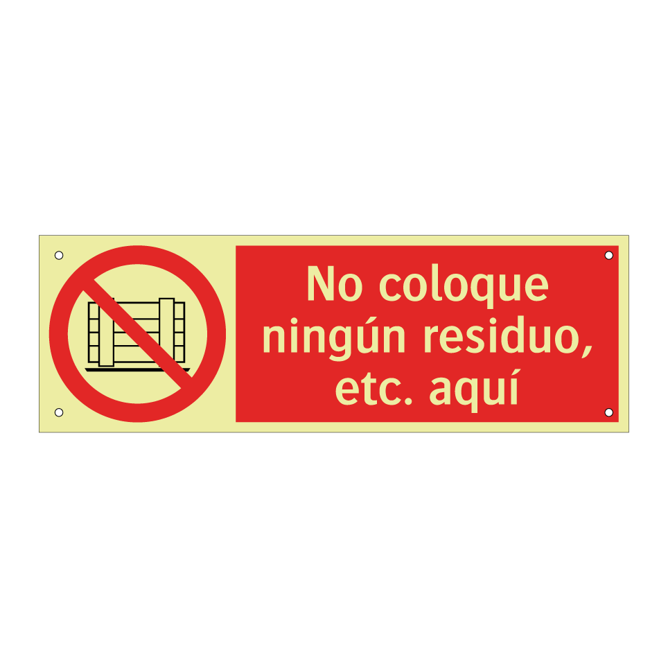 No coloque ningún residuo, etc. aquí