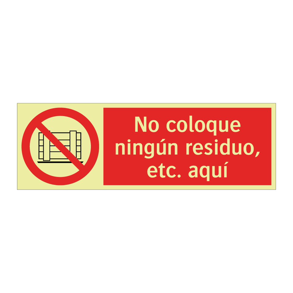 No coloque ningún residuo, etc. aquí